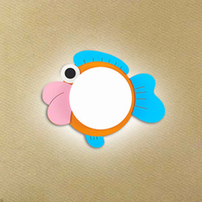 Cartoon Fish Wall Light Wood and Acrylic LED Wall Sconce for Boys Girls Bedroom Pink Clearhalo 'Wall Lamps & Sconces' 'Wall Lights' Lighting' 101566
