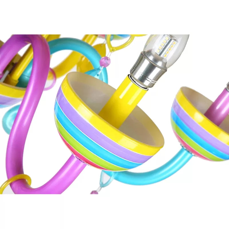 Glass Candle Pendant Light with Crystal Pretty Multi-Colored Chandelier for Kindergarten Clearhalo 'Ceiling Lights' 'Chandeliers' Lighting' options 101948