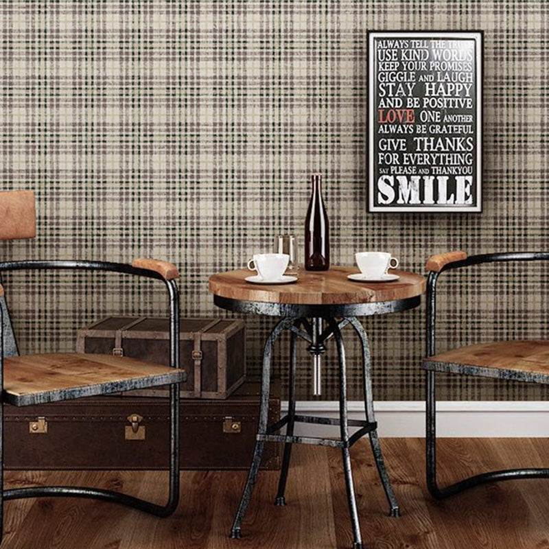 Waterproofing Grid Wallpaper Roll 33' x 20.5" Vintage Wall Covering for Home Decoration, Non-Pasted Clearhalo 'Industrial wall decor' 'Industrial' 'Wallpaper' Wall Decor' 1026112