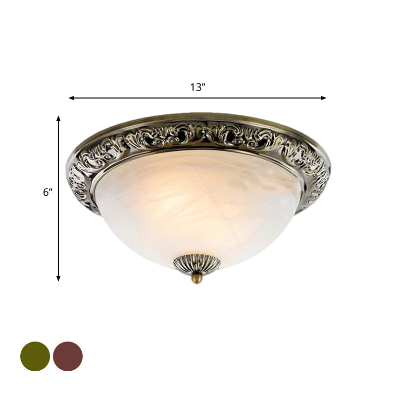 Frosted Glass Bronze/Copper Flushmount Lighting Cone 2 Bulbs 11"/13"/15" W Vintage Close to Ceiling Lamp Clearhalo 'Ceiling Lights' 'Close To Ceiling Lights' 'Close to ceiling' 'Flush mount' Lighting' 1030404