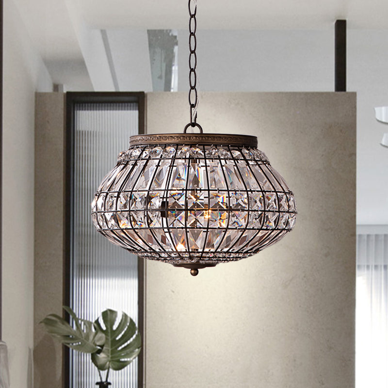 2-Head Altar-Shape Chandelier Light Fixture Farmhouse Bronze Finish Crystal Bead Hanging Pendant Bronze Clearhalo 'Ceiling Lights' 'Chandeliers' 'Modern Chandeliers' 'Modern' Lighting' 1031095