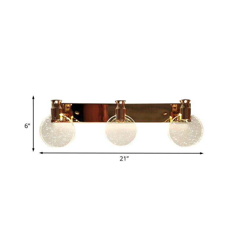 Beveled Crystal Circle Wall Vanity Light Minimalist LED Bathroom Make-Up Lighting in Gold Clearhalo 'Modern wall lights' 'Modern' 'Vanity Lights' 'Wall Lights' Lighting' 1031947