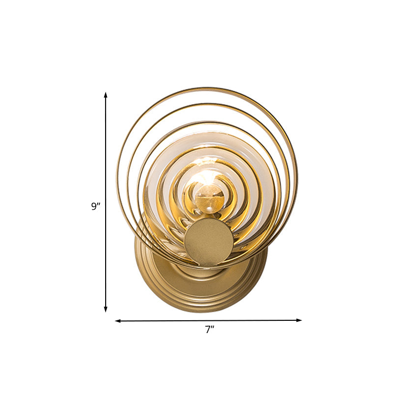 Gold 1/2-Light Wall Sconce Light Minimalist Metallic Swirling Round Wall Lighting Idea Clearhalo 'Modern wall lights' 'Modern' 'Wall Lamps & Sconces' 'Wall Lights' Lighting' 1032096