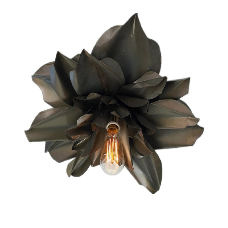 Magnolia Shape Bedroom Flush Mount Fixture Rural Metallic 1 Head Black Ceiling Flush Clearhalo 'Ceiling Lights' 'Close To Ceiling Lights' 'Close to ceiling' 'Flush mount' Lighting' 1033802