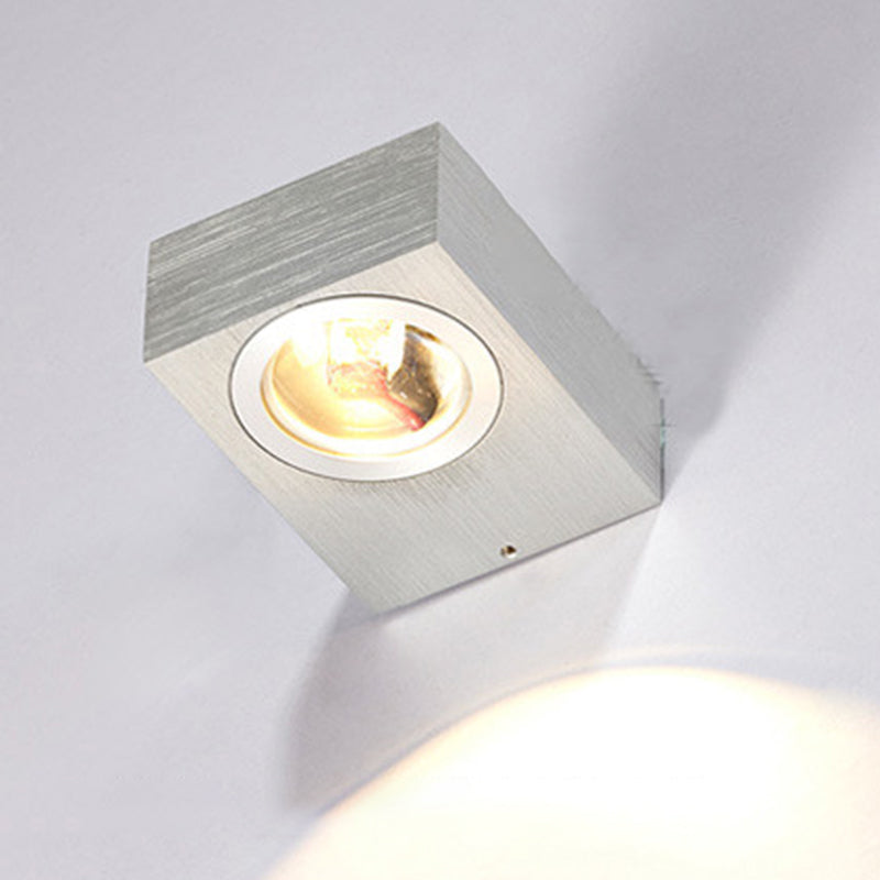 Aluminum Rectangle RGB Wall Lighting Simple Black/Brushed Silver Single/Double-Sided LED Wall Mounted Light for Corridor Silver Double-sided Clearhalo 'Cast Iron' 'Glass' 'Industrial' 'Modern wall lights' 'Modern' 'Tiffany' 'Traditional wall lights' 'Wall Lamps & Sconces' 'Wall Lights' Lighting' 1033851