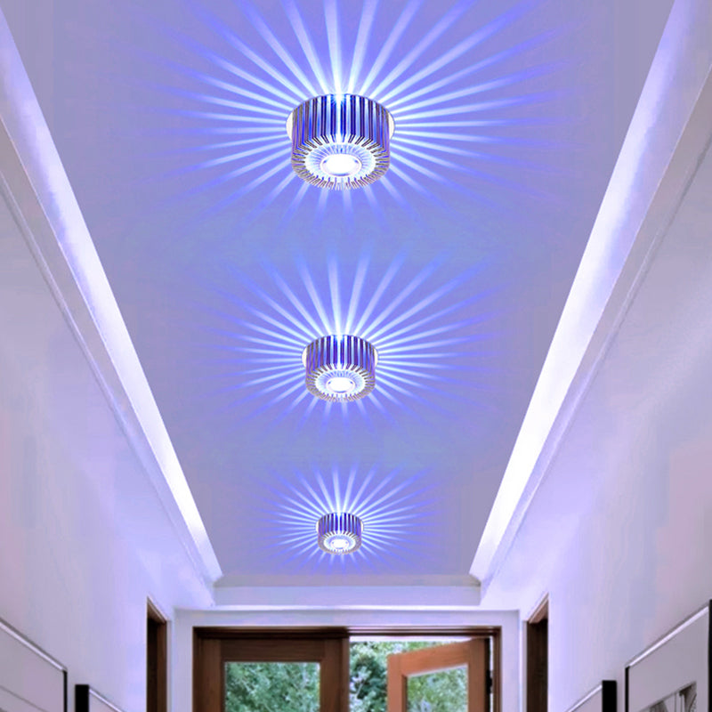 Aisle RGB LED Ceiling Flush Mount Simplicity Chrome Flushmount Lamp with Round Aluminum Shade Clearhalo 'Ceiling Lights' 'Close To Ceiling Lights' 'Close to ceiling' 'Flush mount' Lighting' 1033864