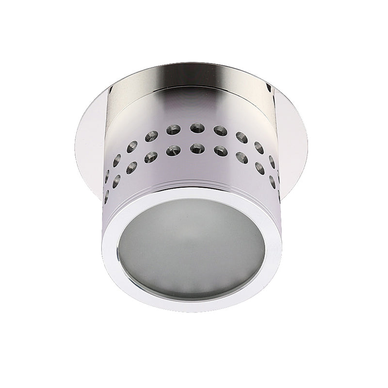 Cylindrical Color Changing Flush Light Contemporary Metal Chrome Finish LED Ceiling Mount Lamp for Corridor Clearhalo 'Ceiling Lights' 'Close To Ceiling Lights' 'Close to ceiling' 'Flush mount' Lighting' 1033869