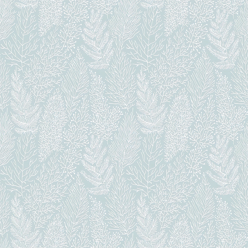 Simple Leaves Texture Mural Wallpaper for Dining Room Decoration, Pastel Blue, Custom-Printed Clearhalo 'Wall Decor' 'Wall Mural' 1036265