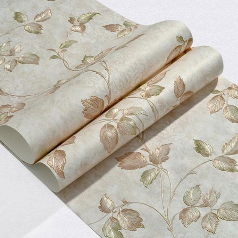 Countryside Embossed Leaves Wall Art in Natural Color Bedroom Decorative Wallpaper Roll, 33' x 20.5" Clearhalo 'Country wall decor' 'Rustic' 'Wallpaper' Wall Decor' 1037064