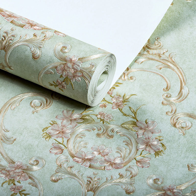 Neutral Color Blossoming Flower Wallpaper Water-Resistant Wall Covering for Guest Room Clearhalo 'Vintage wall decor' 'Vintage' 'Wallpaper' Wall Decor' 1037098