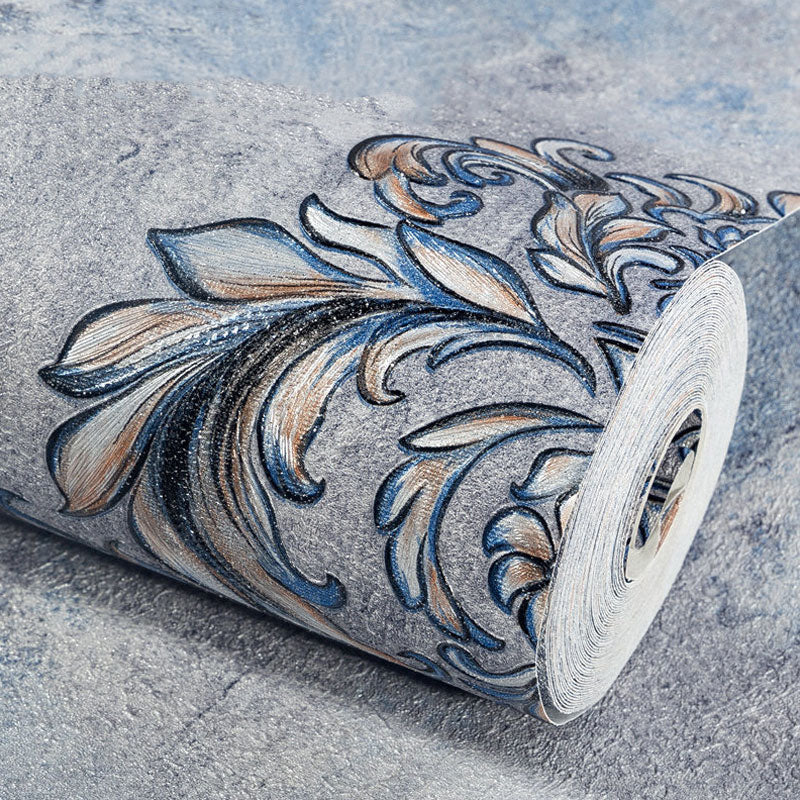 European Wallpaper Roll in Natural Color Damasque and Distressed Surface Wall Art, 20.5"W x 33'L Clearhalo 'Vintage wall decor' 'Vintage' 'Wallpaper' Wall Decor' 1037178