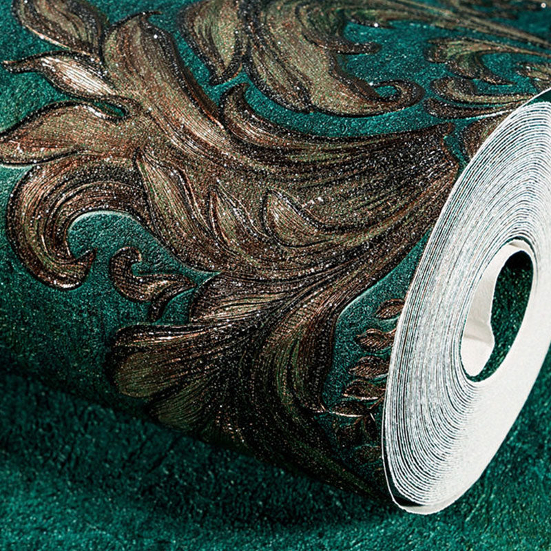 European Wallpaper Roll in Natural Color Damasque and Distressed Surface Wall Art, 20.5"W x 33'L Clearhalo 'Vintage wall decor' 'Vintage' 'Wallpaper' Wall Decor' 1037192