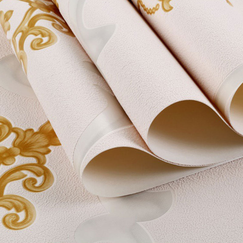 Classic Damask Design Wallpaper Roll for Accent Wall, Neutral Color, 20.5 in x 33 ft Clearhalo 'Vintage wall decor' 'Vintage' 'Wallpaper' Wall Decor' 1037248