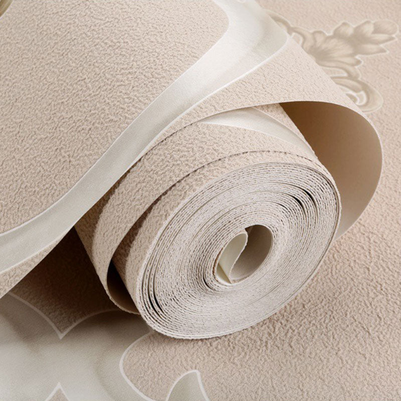 Classic Damask Design Wallpaper Roll for Accent Wall, Neutral Color, 20.5 in x 33 ft Clearhalo 'Vintage wall decor' 'Vintage' 'Wallpaper' Wall Decor' 1037252