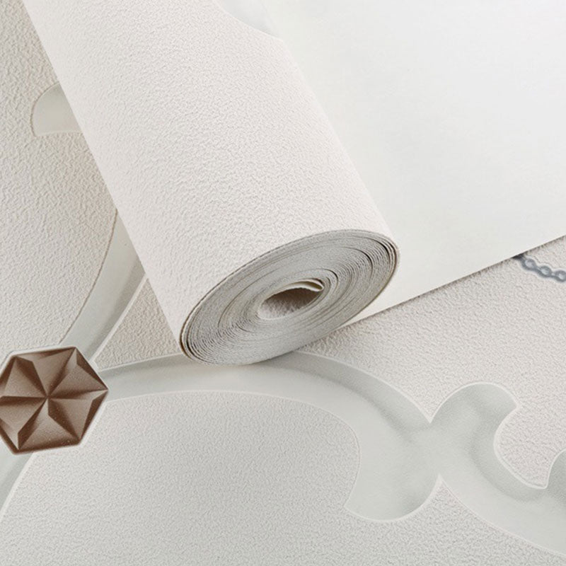 Classic Damask Design Wallpaper Roll for Accent Wall, Neutral Color, 20.5 in x 33 ft Clearhalo 'Vintage wall decor' 'Vintage' 'Wallpaper' Wall Decor' 1037256