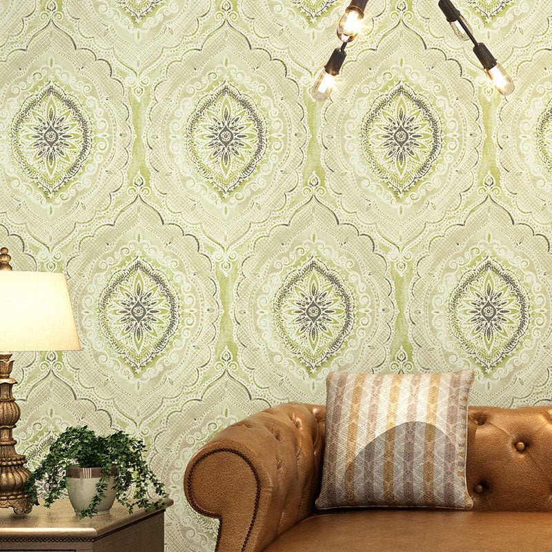 Bohemian Floral Surface Wallpaper in Natural Color Bedroom Wall Covering, 33-foot x 20.5-inch Light Green Clearhalo 'Wall Decor' 'Wallpaper' 1037309