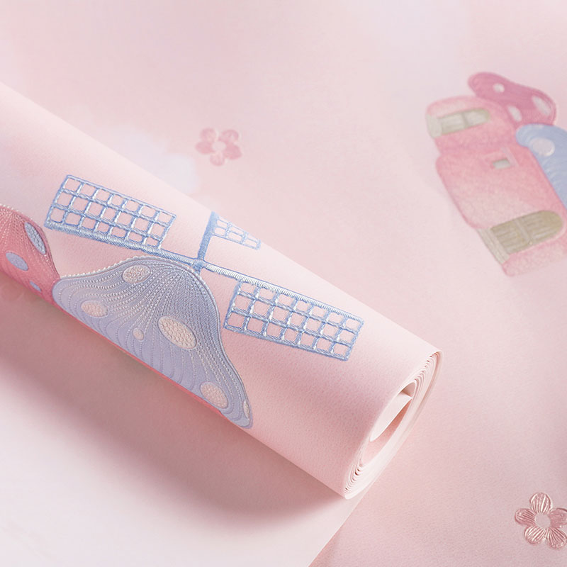 Pastel Color Nordic Wall Art 20.5"W x 31'L Mushroom House Wallpaper Roll for Children's Bedroom Clearhalo 'Wall Decor' 'Wallpaper' 1042053_dc4ee066-9ff4-4978-8c1e-0d0a2e743682