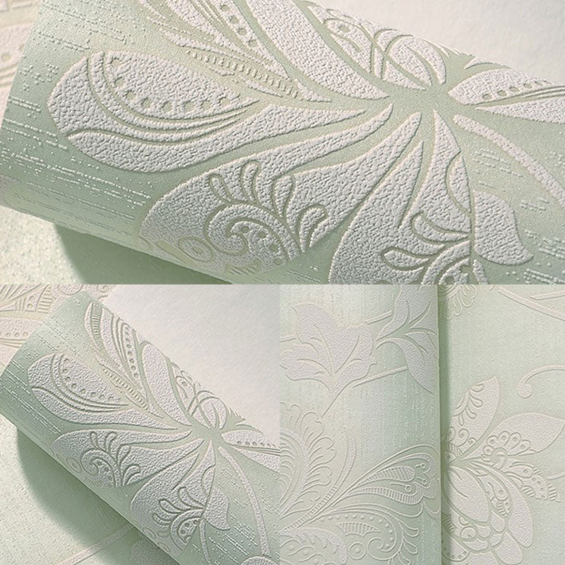 Entwined Leaves and Blossoms Wallpaper Bedroom Decorative Wall Covering in Soft Color, 20.5"W x 16.5'L, Peel and Stick Clearhalo 'Country wall decor' 'Rustic' 'Wallpaper' Wall Decor' 1042118