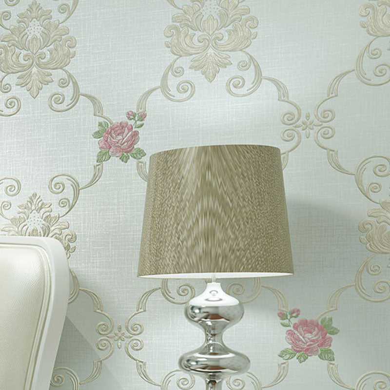 Countryside Flowers Wall Covering in Natural Color Girl's Bedroom Wallpaper, 20.5" by 33' Light Green Clearhalo 'Country wall decor' 'Rustic' 'Wallpaper' Wall Decor' 1042261