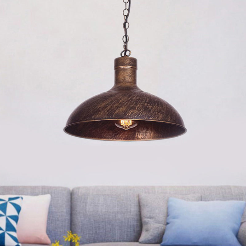 Metal Aged Brass/Black Pendant Lighting Dome Shade 1 Light Vintage Style Hanging Ceiling Lamp for Balcony Clearhalo 'Art Deco Pendants' 'Black' 'Cast Iron' 'Ceiling Lights' 'Ceramic' 'Crystal' 'Industrial Pendants' 'Industrial' 'Metal' 'Middle Century Pendants' 'Pendant Lights' 'Pendants' 'Rustic Pendants' 'Tiffany' Lighting' 1043906