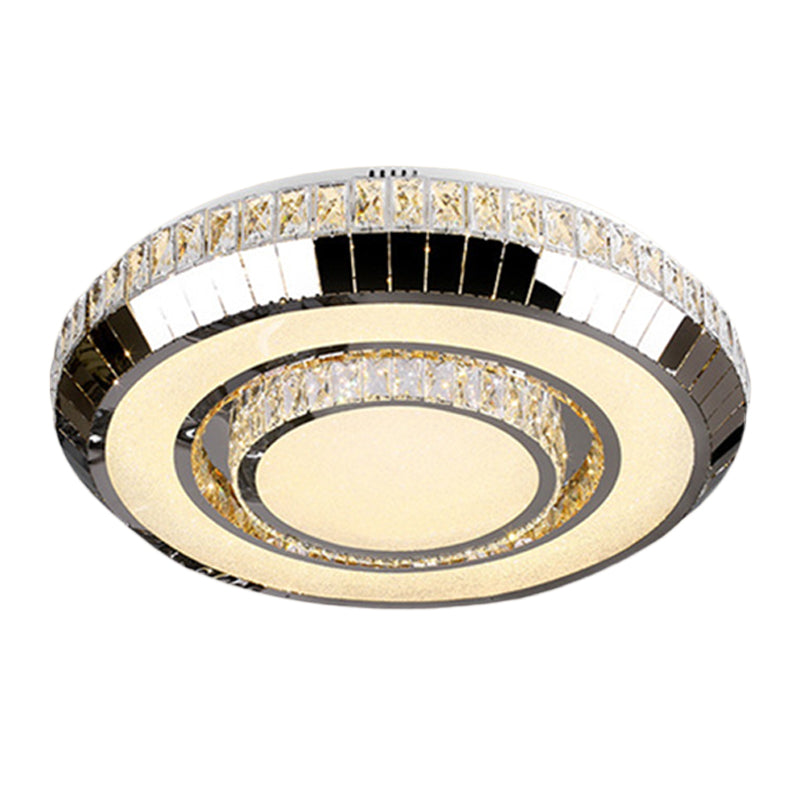 Stainless Steel LED Flush Mount Ceiling Light Simple Beveled Glass Crystal Round Lighting Fixture Clearhalo 'Ceiling Lights' 'Close To Ceiling Lights' 'Close to ceiling' 'Flush mount' Lighting' 1047243