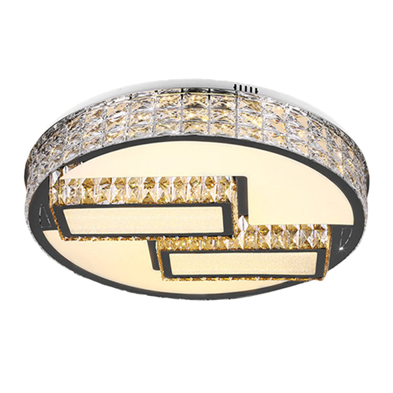 LED Drum Close to Ceiling Lighting Fixture Modernism Stainless Steel Inserted Crystal Flushmount Clearhalo 'Ceiling Lights' 'Close To Ceiling Lights' 'Close to ceiling' 'Flush mount' Lighting' 1047251