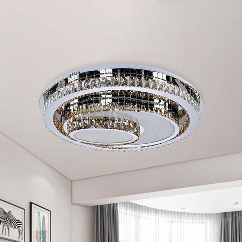 Stainless Steel Flush Mount Recessed Lighting Simple Beveled Crystal Prisms LED Living Room Ceiling Fixture Clearhalo 'Ceiling Lights' 'Close To Ceiling Lights' 'Close to ceiling' 'Flush mount' Lighting' 1047254
