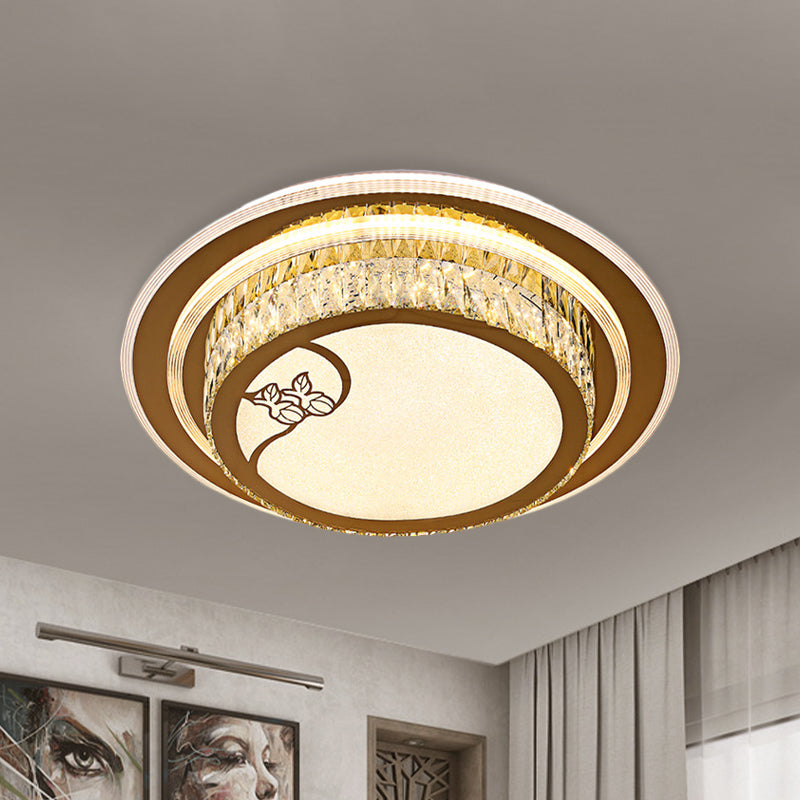 LED Crystal Ceiling Light Flush Mount Contemporary Chrome Drum Bedroom Lighting Fixture Clearhalo 'Ceiling Lights' 'Close To Ceiling Lights' 'Close to ceiling' 'Flush mount' Lighting' 1047266