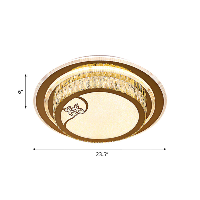 LED Crystal Ceiling Light Flush Mount Contemporary Chrome Drum Bedroom Lighting Fixture Clearhalo 'Ceiling Lights' 'Close To Ceiling Lights' 'Close to ceiling' 'Flush mount' Lighting' 1047268