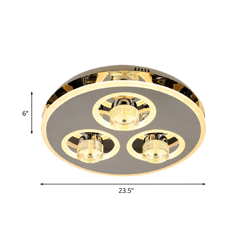 Circle Beveled Crystal Flushmount Nordic Bedroom LED Close to Ceiling Lighting Fixture in Nickel Clearhalo 'Ceiling Lights' 'Close To Ceiling Lights' 'Close to ceiling' 'Flush mount' Lighting' 1047272