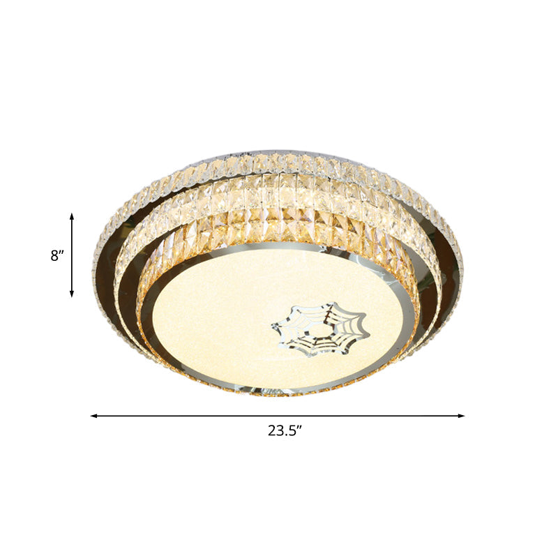 Stainless Steel Circle Light Fixture Ceiling Contemporary Crystal Bedroom LED Flush Mount Lighting Clearhalo 'Ceiling Lights' 'Close To Ceiling Lights' 'Close to ceiling' 'Flush mount' Lighting' 1047276
