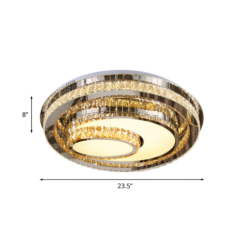 LED Flushmount Ceiling Lamp Nordic Round Beveled Glass Crystal Lighting Fixture in Chrome Clearhalo 'Ceiling Lights' 'Close To Ceiling Lights' 'Close to ceiling' 'Flush mount' Lighting' 1047288