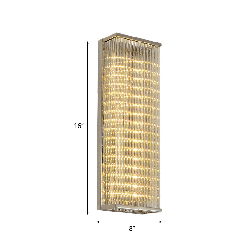 Chrome LED Wall Sconce Lighting Contemporary Clear Glass Bar Cuboid Wall Mount Light Clearhalo 'Modern wall lights' 'Modern' 'Wall Lamps & Sconces' 'Wall Lights' Lighting' 1047336