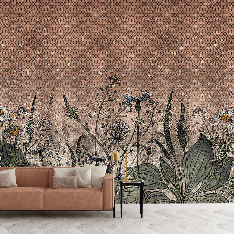 Stain-Resistant Plants Wall Mural Decal Non-Woven Fabric Classic Wall Covering for Bedroom Clearhalo 'Wall Decor' 'Wall Mural' 1048375