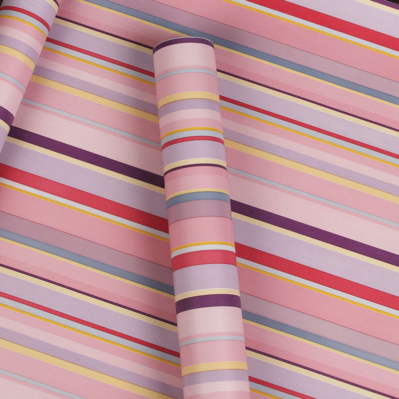 17.5" x 65.5' Simplicity Wallpaper Roll for Girl's Bedroom Decoration with Vertical Stripe Design in Soft Pink, Self-Adhesive Clearhalo 'Wall Decor' 'Wallpaper' 1049232