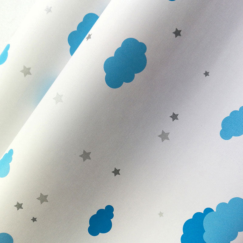 Nordic Wallpaper Roll in Blue and White Cartoon Cloud Wall Covering for Kid, 39.5'L x 23.5"W, Self-Adhesive Clearhalo 'Wall Decor' 'Wallpaper' 1049239