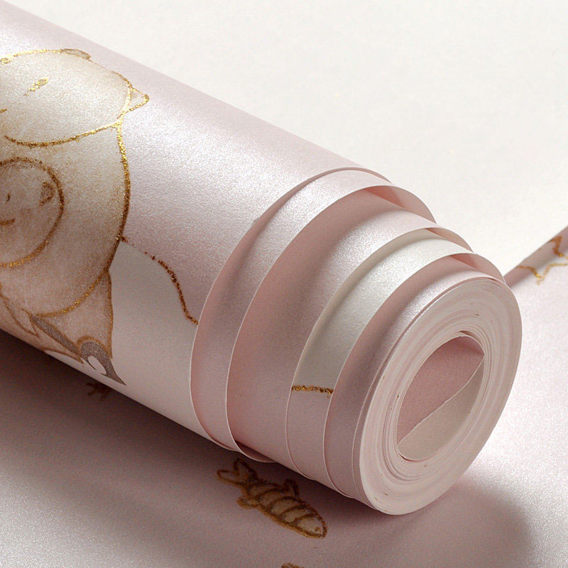 Simplicity Cartoon Bear Wallpaper in Soft Color Children's Bedroom Wall Decor, 31'L x 20.5"W Clearhalo 'Wall Decor' 'Wallpaper' 1049326