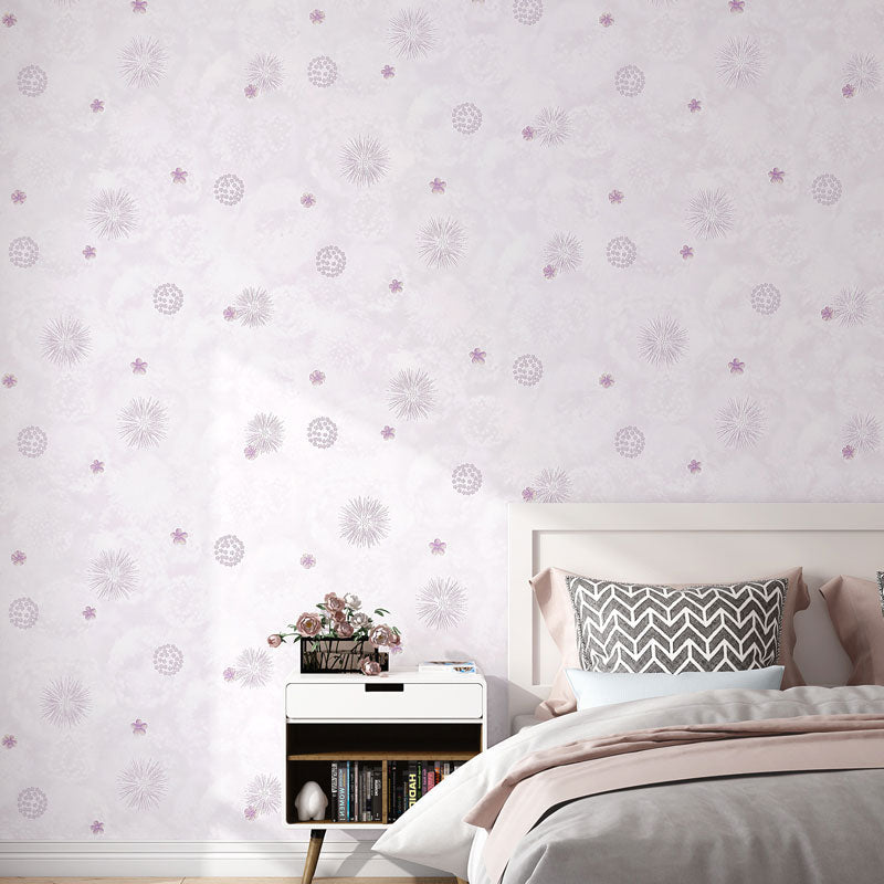 Moisture-Resistant Floral Design Wallpaper Roll Rustic Wall Decor for Coffee Shop, 20.5" by 33' Light Purple Clearhalo 'Country wall decor' 'Rustic' 'Wallpaper' Wall Decor' 1049677