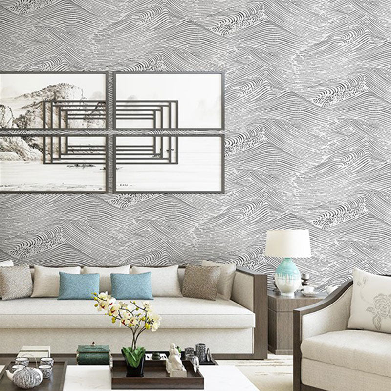 Mountain Wallpaper Roll in Soft Color Non-Woven Fabric Wall Decor for Living Room, 33' by 20.5" Clearhalo 'Modern wall decor' 'Modern' 'Wallpaper' Wall Decor' 1049694