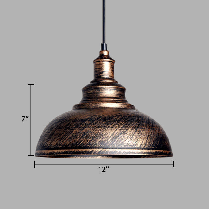 Black/Gray 1 Bulb Hanging Fixture Retro Metal Dome Shade Ceiling Pendant with Adjustable Cord, 12"/14"/16" W Clearhalo 'Art Deco Pendants' 'Black' 'Cast Iron' 'Ceiling Lights' 'Ceramic' 'Crystal' 'Industrial Pendants' 'Industrial' 'Metal' 'Middle Century Pendants' 'Pendant Lights' 'Pendants' 'Rustic Pendants' 'Tiffany' Lighting' 105621