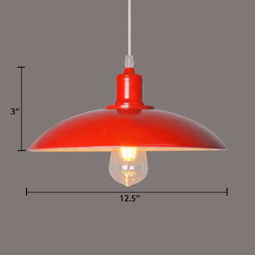 Green/Red 1 Light Ceiling Light Fixture Vintage Stylish Metal Saucer Shade Pendant Lighting over Table Clearhalo 'Art Deco Pendants' 'Cast Iron' 'Ceiling Lights' 'Ceramic' 'Crystal' 'Industrial Pendants' 'Industrial' 'Metal' 'Middle Century Pendants' 'Pendant Lights' 'Pendants' 'Tiffany' Lighting' 105638