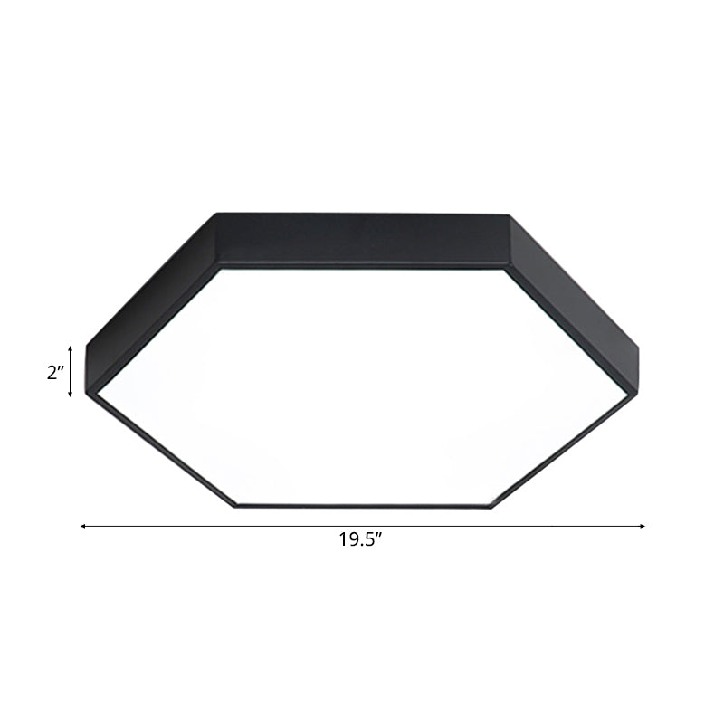 Modern Led Flush Mount with Metal Shade Gray/Yellow/Blue Hexagon Flush Mount Fixture in White/Warm Light, 16"/19.5"/23.5" Wide Clearhalo 'Ceiling Lights' 'Close To Ceiling Lights' 'Close to ceiling' 'Flush mount' Lighting' 106091
