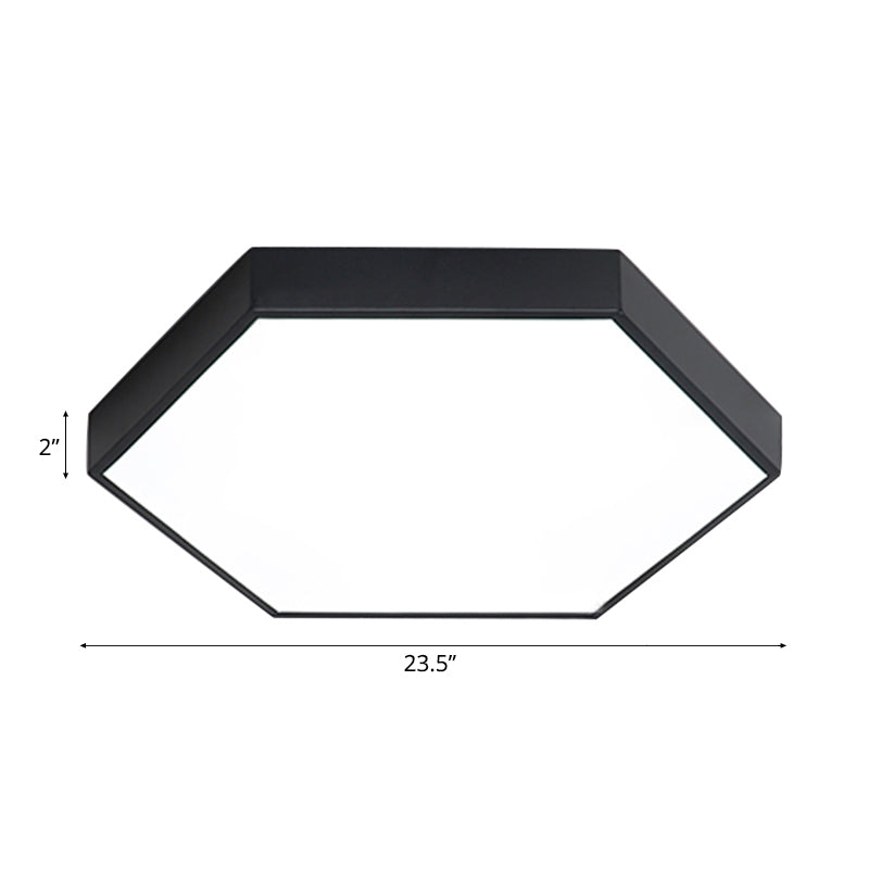 Modern Led Flush Mount with Metal Shade Gray/Yellow/Blue Hexagon Flush Mount Fixture in White/Warm Light, 16"/19.5"/23.5" Wide Clearhalo 'Ceiling Lights' 'Close To Ceiling Lights' 'Close to ceiling' 'Flush mount' Lighting' 106092