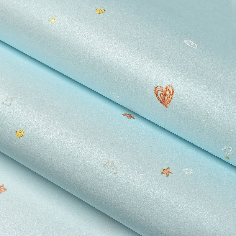 Decorative Loving Hearts Wall Decor Non-Woven Fabric Simple Wallpaper Roll for Children Light Blue Clearhalo 'Wall Decor' 'Wallpaper' 1062124