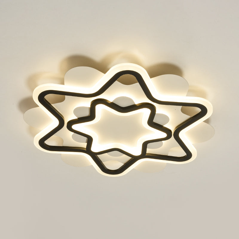 Acrylic Star Frame Flush Mount Lighting Nordic Style LED Flush Ceiling Lamp in White and Black Clearhalo 'Ceiling Lights' 'Close To Ceiling Lights' 'Close to ceiling' 'Flush mount' Lighting' 1062347