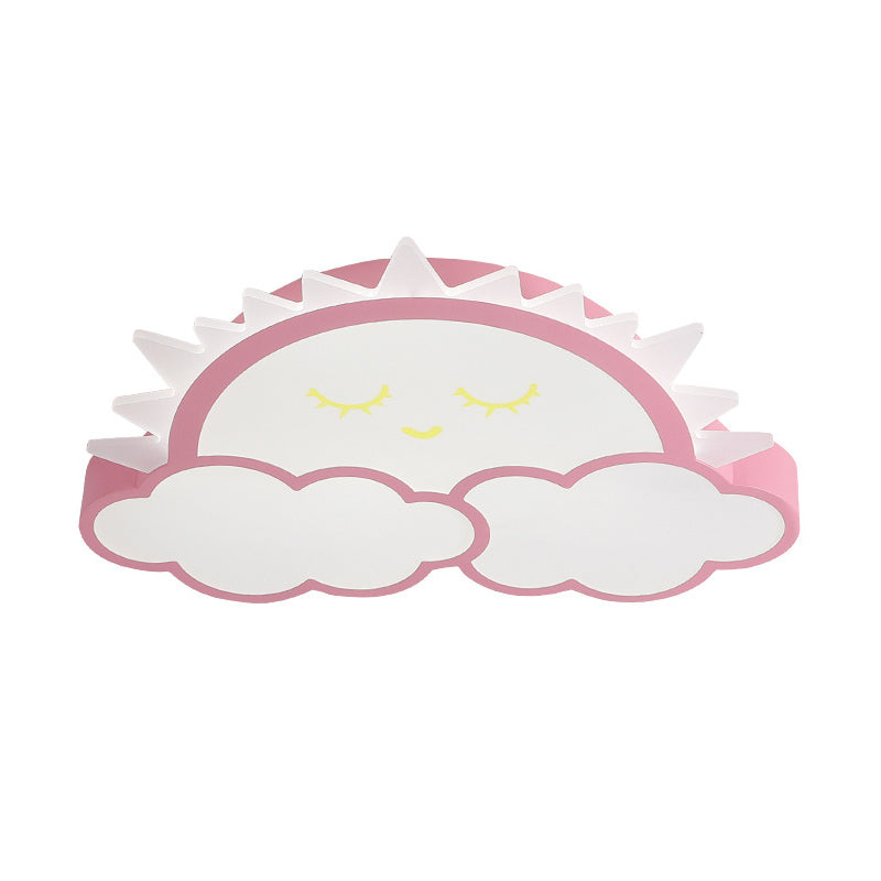 Sun and Cloud Kids Room Ceiling Flush Mount Acrylic LED Nordic Flush Light Fixture in Yellow/Blue/Pink Clearhalo 'Ceiling Lights' 'Close To Ceiling Lights' 'Close to ceiling' 'Flush mount' Lighting' 1062406