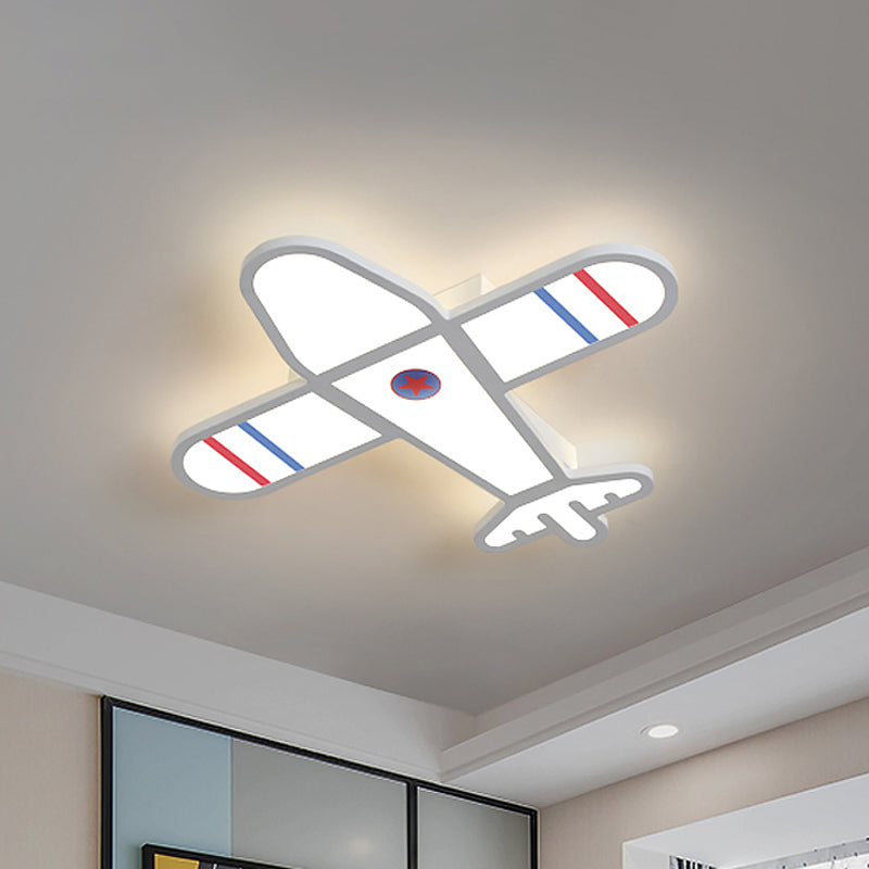 Plane Shaped Flushmount Light Cartoon Acrylic LED Bedroom Flush Mounted Lamp in White/Blue White Clearhalo 'Ceiling Lights' 'Close To Ceiling Lights' 'Close to ceiling' 'Flush mount' Lighting' 1062450