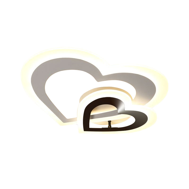 Loving Heart Acrylic Flush Lamp Fixture Nordic Style LED Black-White Flush Mount in White/Warm Light Clearhalo 'Ceiling Lights' 'Close To Ceiling Lights' 'Close to ceiling' 'Flush mount' Lighting' 1062468