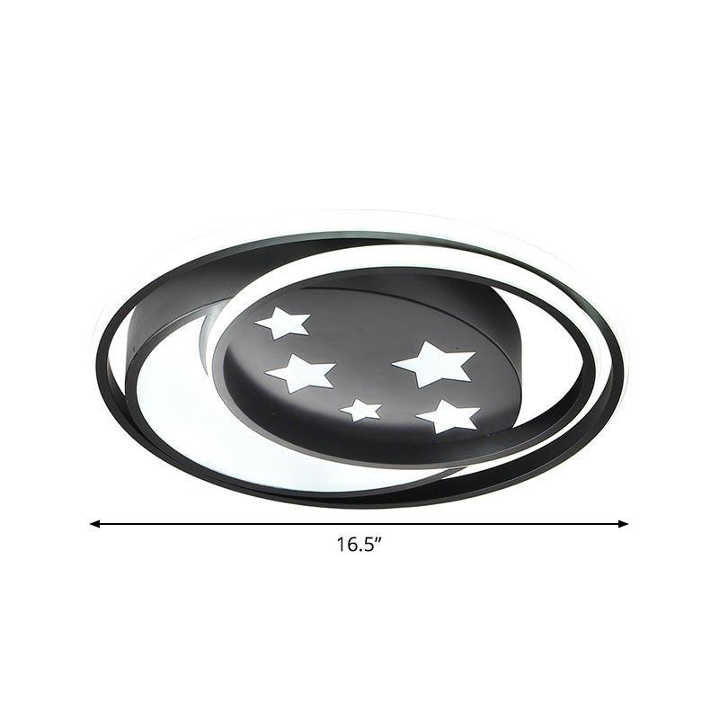 Black Finish Round Flush Mount Fixture Nordic LED Acrylic Flushmount Lighting with Star Pattern for Bedroom Clearhalo 'Ceiling Lights' 'Close To Ceiling Lights' 'Close to ceiling' 'Flush mount' Lighting' 1062473