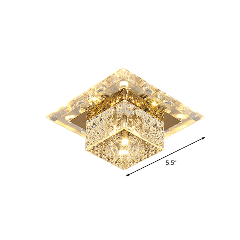 Clear Crystal Cube Flushmount Lamp Simplicity LED Flush Mount Ceiling Light for Hallway Clearhalo 'Ceiling Lights' 'Close To Ceiling Lights' 'Close to ceiling' 'Flush mount' Lighting' 1062622